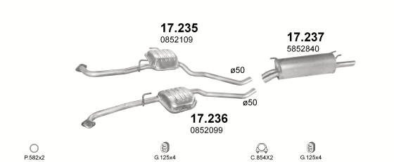 Auspuffanlage für OPEL OMEGA B 2.5 (2.5i V6)