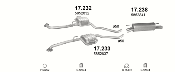 Auspuffanlage für OPEL OMEGA B 3.2 (3.2i V6)