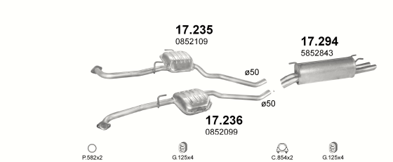 Auspuffanlage für OPEL OMEGA B 3.2 (3.2i V6)