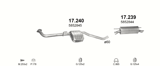Auspuffanlage für OPEL OMEGA B 2.5 D (2.5 Turbo Diesel)