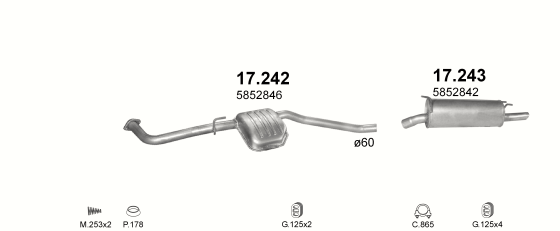 Auspuffanlage für OPEL OMEGA B 2.5 D (2.5 Turbo Diesel)