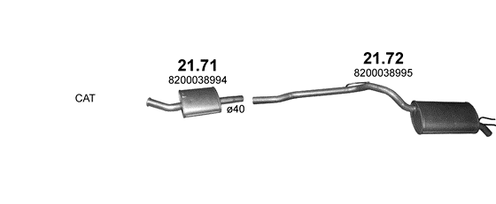 Auspuffanlage für RENAULT TWINGO 1.2 (1.2 16V)