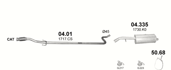 Auspuffanlage für PEUGEOT 1007 1.4 D (1.4 HDi Turbo Diesel)