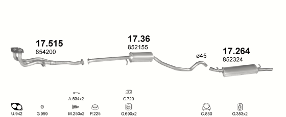 Auspuffanlage für OPEL VECTRA A 1.6 (MAN.)