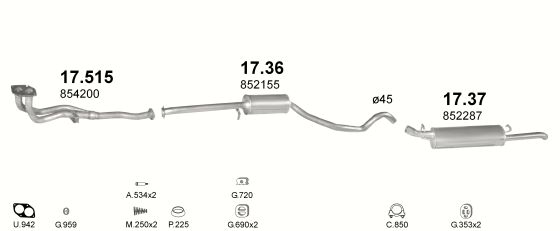 Auspuffanlage für OPEL VECTRA A 1.6 (MAN.)