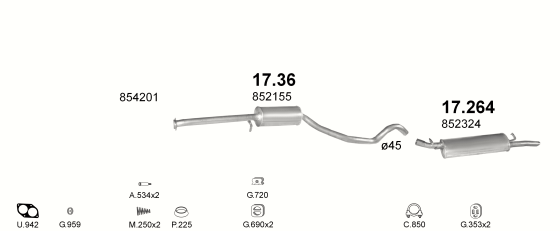 Auspuffanlage für OPEL VECTRA A 1.6 (AUT.)