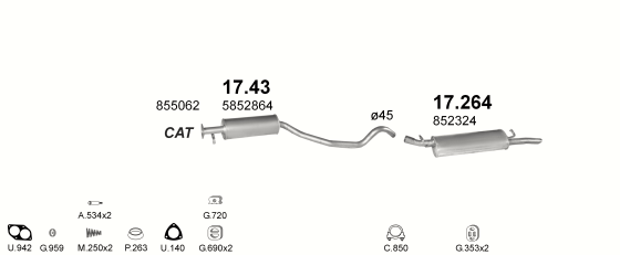 Auspuffanlage für OPEL VECTRA A 1.6 (MAN.)