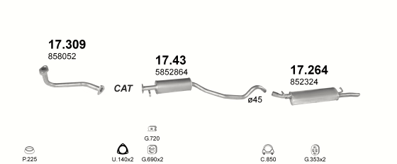 Auspuffanlage für OPEL VECTRA A 1.6 (1.6i)