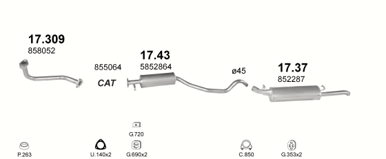 Auspuffanlage für OPEL VECTRA A 1.6 (1.6i)