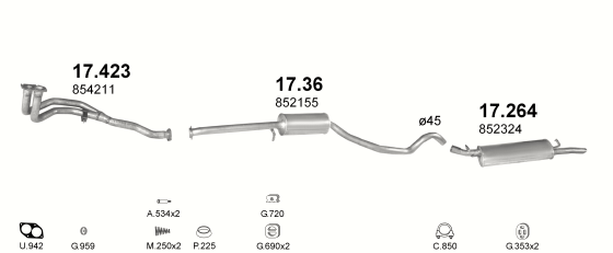 Auspuffanlage für OPEL VECTRA A 1.8 (MAN.)
