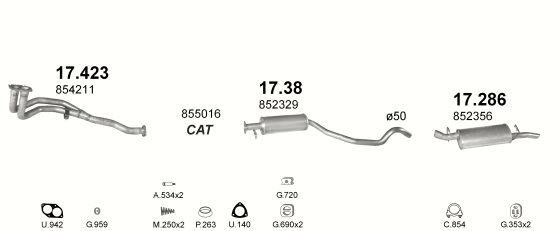 Auspuffanlage für OPEL VECTRA A 1.8 (1.8i MAN)