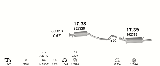Auspuffanlage für OPEL VECTRA A 1.8 (1.8i AUT)
