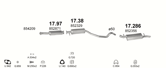Auspuffanlage für OPEL VECTRA A 2.0 (MAN.)