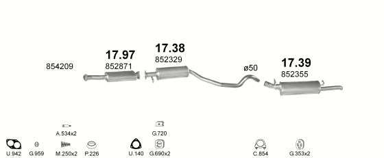 Auspuffanlage für OPEL VECTRA A 2.0 (MAN.)