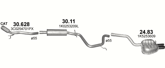 Auspuffanlage für SKODA OCTAVIA 1.9 D (1.9 TDi Turbo Diesel)