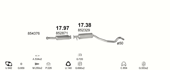 Auspuffanlage für OPEL VECTRA A 2.0 (GT, AUT.)