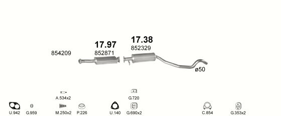 Auspuffanlage für OPEL VECTRA A 2.0 (GT, MAN.)