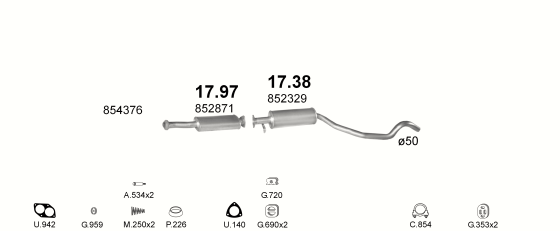 Auspuffanlage für OPEL VECTRA A 2.0 (GT, AUT.)