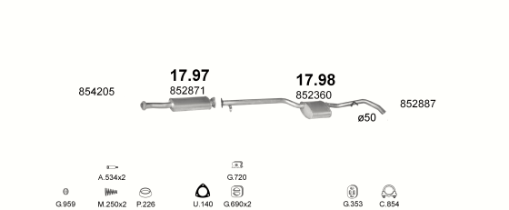 Auspuffanlage für OPEL VECTRA A 2.0 (2.0 16V GSI MAN)
