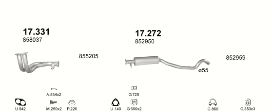 Auspuffanlage für OPEL VECTRA A 2.0 (2.0 16V)