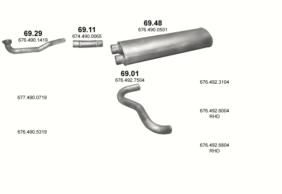 Auspuffanlage für MERCEDES 10-16 T 817 L/817 LS/1117 L/1117 LS/1317 L/1317 LS/1517 L/1120 L/112