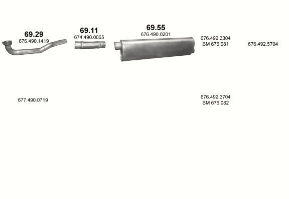 Auspuffanlage für MERCEDES 6-9 T 817 F (WB 3150, 3700)