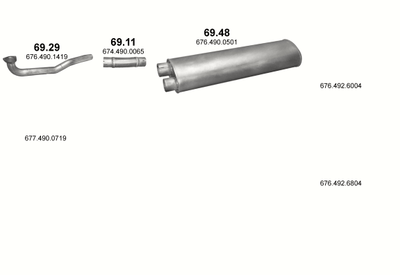 Auspuffanlage für MERCEDES 10-16 T 817 L/817LS (817 L - WB 3150, 3700, 3900, 4250, 4900  ;  817 LS - WB 3150, 3900  ;  1117 L - WB 3700, 4250, 4900  ;  1117 S - WB 3150, 3700)