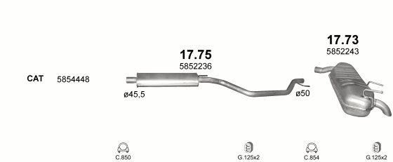 Auspuffanlage für OPEL VECTRA C 1.8 (1.8i 16V)