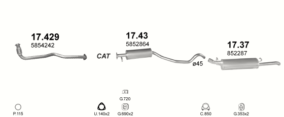 Auspuffanlage für OPEL VECTRA A 1.7 D (1.7 Turbo Diesel)