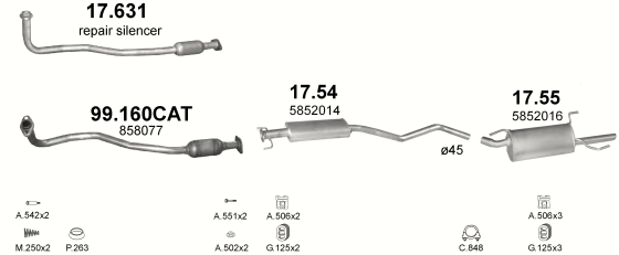 Auspuffanlage für OPEL VECTRA B 1.6 (1.6i 8V MAN)