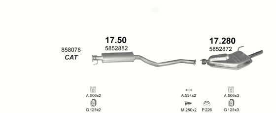 Auspuffanlage für OPEL VECTRA B 1.6 (1.6i 16V MAN)