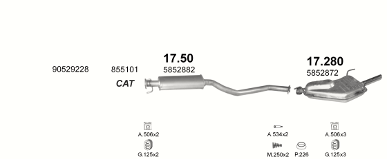 Auspuffanlage für OPEL VECTRA B 1.6 (1.6i 16V AUT)