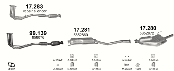 Auspuffanlage für OPEL VECTRA B 1.8 (1.8i 16V MAN)
