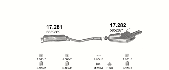 Auspuffanlage für OPEL VECTRA B 2.5 (2.5i V6)