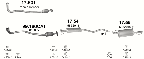 Auspuffanlage für OPEL VECTRA B 1.7 D (1.7 Turbo Diesel)