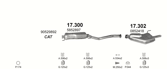 Auspuffanlage für OPEL VECTRA B 2.0 D (2.0 DTi Turbo Diesel)