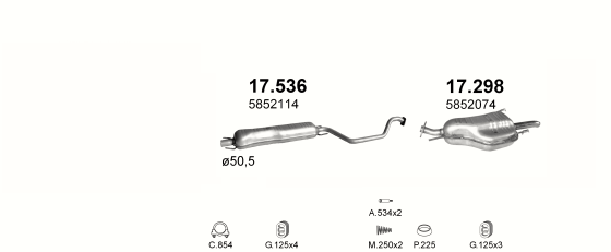 Auspuffanlage für OPEL ZAFIRA A 2.2 (2.2i 16V)