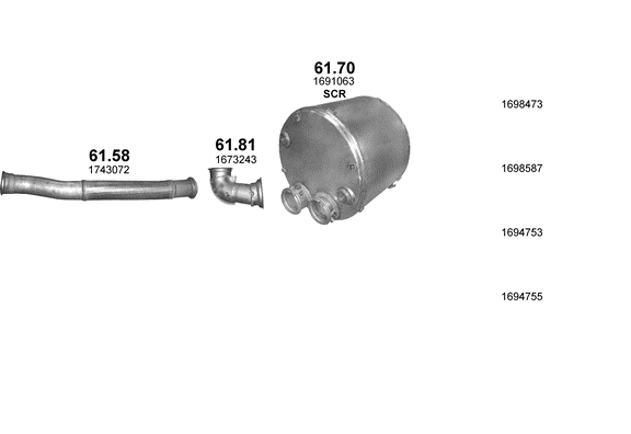 Auspuffanlage für DAF CF 75 9.2 (4X2 ; 6X2 ; 6X4 ; 8X4 ; 6X2/2)