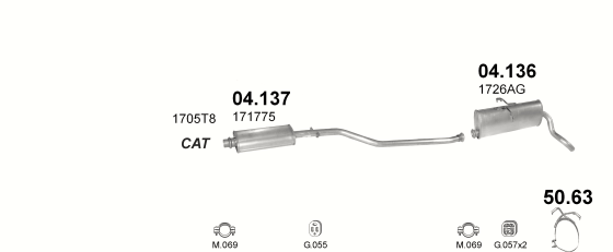 Auspuffanlage für PEUGEOT PARTNER 1.8 (1.8i)