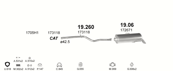 Auspuffanlage für PEUGEOT 106 1.1