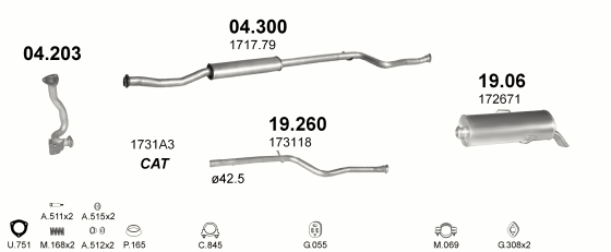 Auspuffanlage für PEUGEOT 106 1.5 D