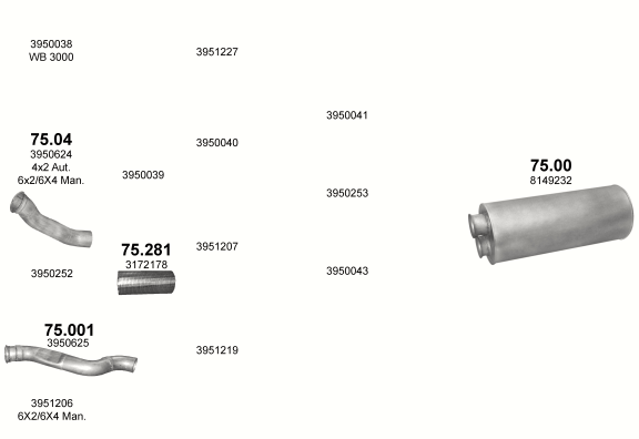 Auspuffanlage für VOLVO FL 6 5.4 (4X2   616/617/618/619/620/621/622/623/624/625/626)