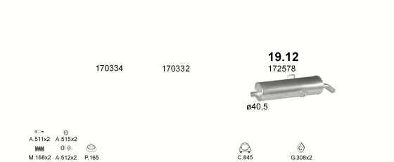 Auspuffanlage für PEUGEOT 205 1.1 (GL, GE, GR, XE, XL, XR, CT)