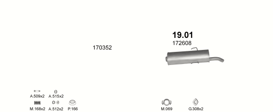 Auspuffanlage für PEUGEOT 205 1.1 (GL, GE, GR, XE, XL, XR, CT)