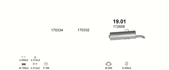 Auspuffanlage für PEUGEOT 205 1.1 (GL, GE, GR, XE, XL, XR, CT)