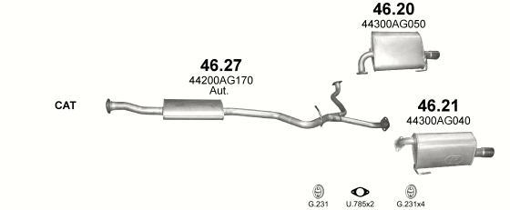 Auspuffanlage für SUBARU LEGACY 2.0 (2.0 16V 4X4)