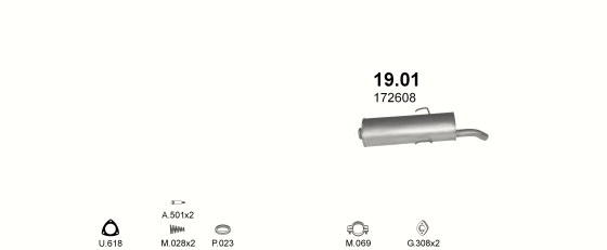 Auspuffanlage für PEUGEOT 205 1.1 (GL, GE, XE, XL)