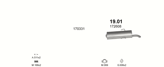 Auspuffanlage für PEUGEOT 205 1.4 (CT, GT, GR, XR, XT, XS)
