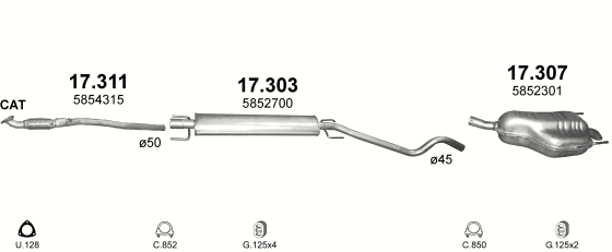 Auspuffanlage für OPEL ASTRA H 1.6 (1.6i 16V)