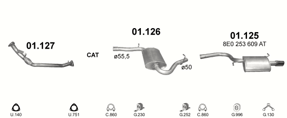 Auspuffanlage für AUDI A4 2.0 (2.0 FSi)